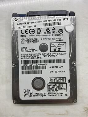 Hitachi 320GB 7200RPM 2.5" Laptop Hard Drive SATA 3.0Gb/s HTS723232A7A364 100%